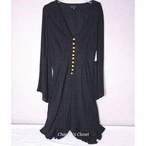 Eloquii‎ Blk Long Sleeve Button Front Open Back Romper Sz. 18 NWD